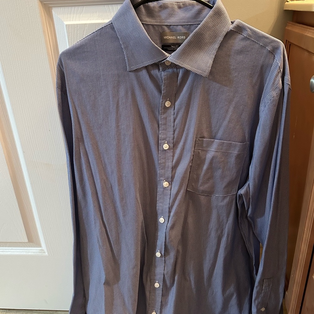 Michael Kors Men's Casual Navy Button Down Shirt